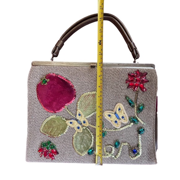 Caron of Houston, TX Vintage Handbag with Velvet, Sequins and Jeweled Design - Picture 8 of 15